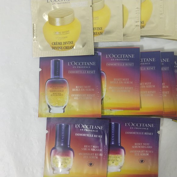 L'occitane Anti Aging 10xDivine Cream &8x Reset Serum 2x Eye Serum Total 20 New - Picture 2 of 4